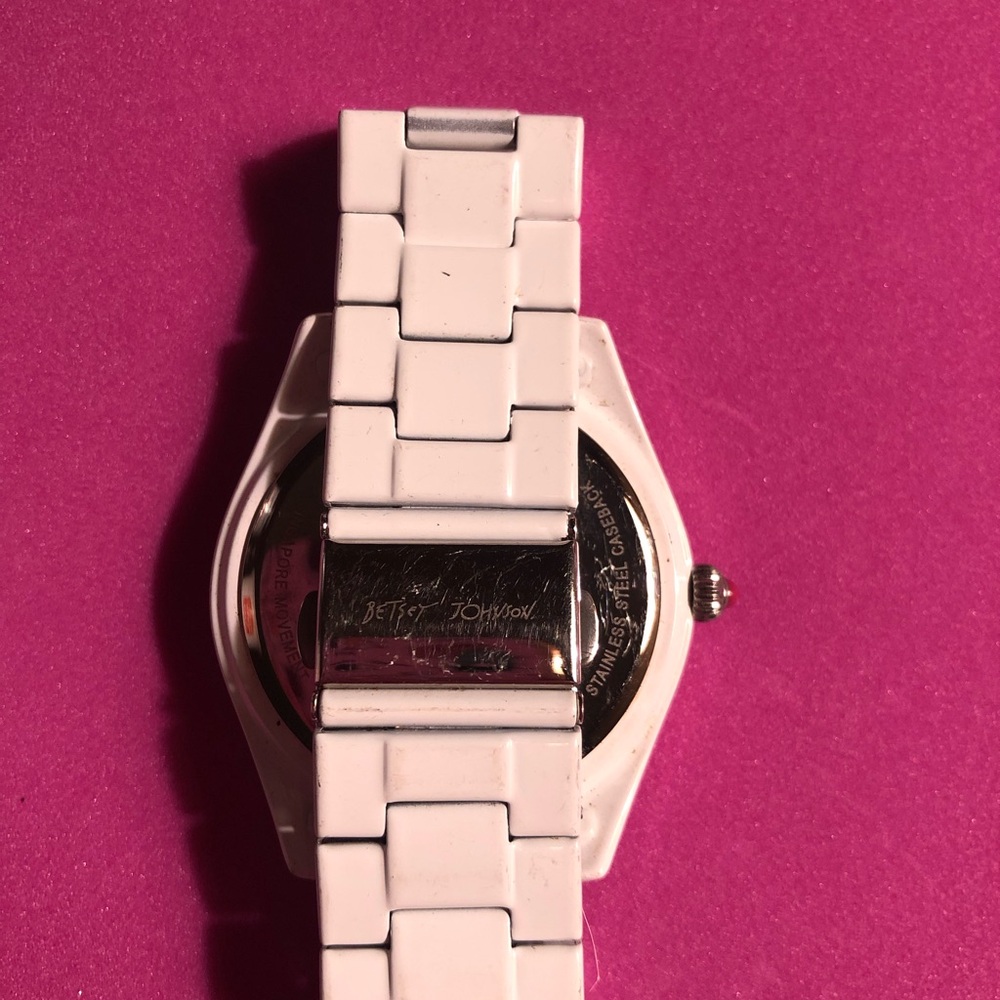 Betsey Johnson Heart with pink crystals watch. - Picture 3 of 9
